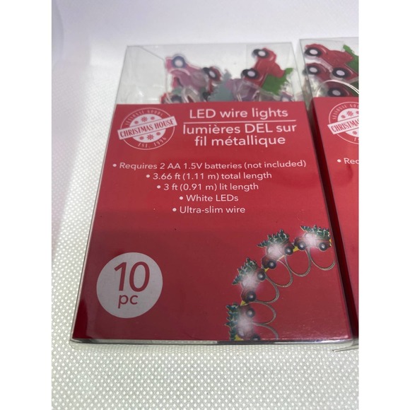 Set of 2 Christmas Farmhouse LED Rustic Red Truck Christmas Tree Led Wire Lights - Picture 3 of 4